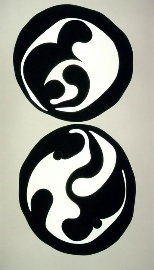 Image similar to Abstract representation of ying Yang concept, by Raymond Briggs