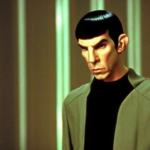 Prompt: mr spock in matrix , 1999