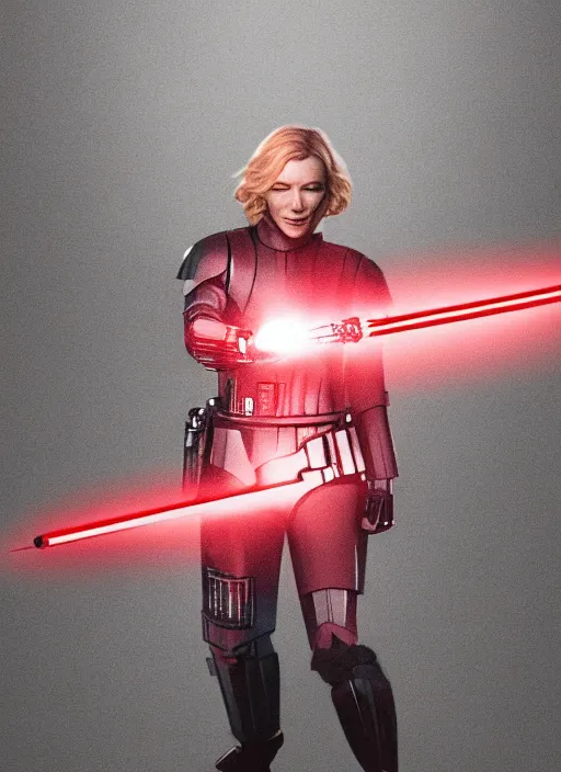 Image similar to Photo of cate blanchett with a red lightsaber, Star Wars concept art, trending on artstation, dramatic lighting, photo-realistic