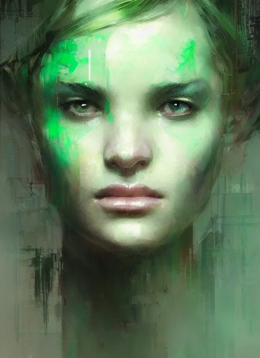 Prompt: light green tone beautiful face, by jeremy mann, by greg rutkowski, by noah bradley, digital painting
