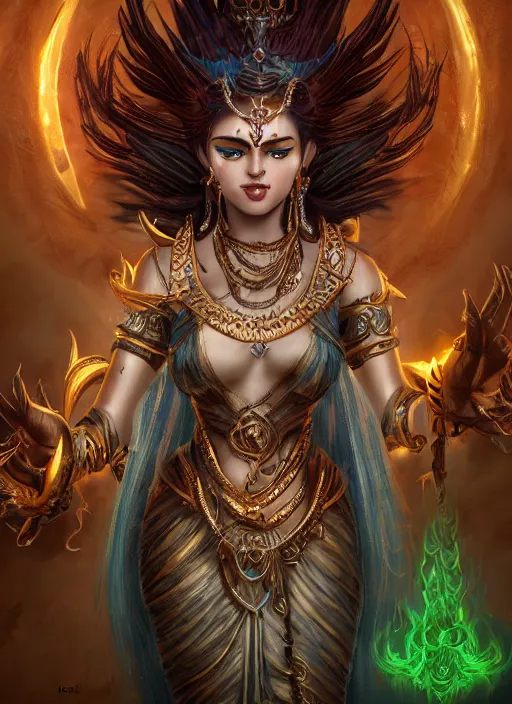 Image similar to kali goddess, ultra detailed fantasy, elden ring, realistic, dnd, rpg, lotr game design fanart by concept art, behance hd, artstation, deviantart, global illumination radiating a glowing aura global illumination ray tracing hdr render in unreal engine 5