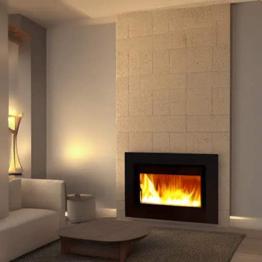 Image similar to cozy fireplace, digital art, minimalism