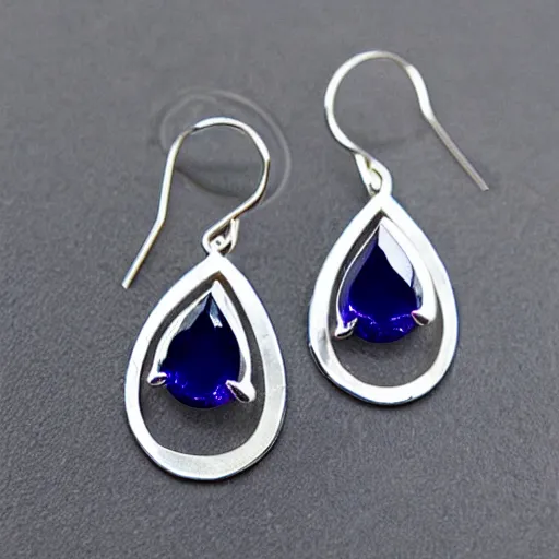 Image similar to teardrop sapphire earrings. platinum