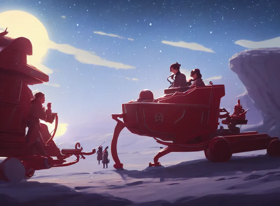 Image similar to extremely detailed concept art of a star wars santa sleigh by makoto shinkai and lois van baarle, ilya kuvshinov, rossdraws, global illumination, octane render, digital art, trending on artstation, sharp focus, 4 k