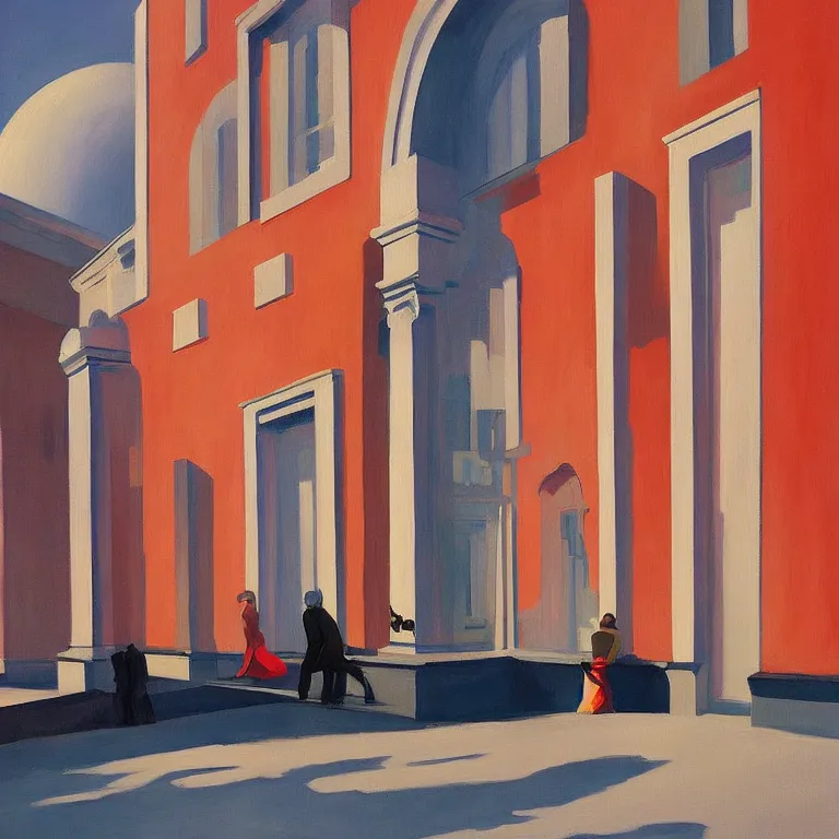 Image similar to Kremlin is on fire, painted by Edward Hopper, painted by James Gilleard, airbrush