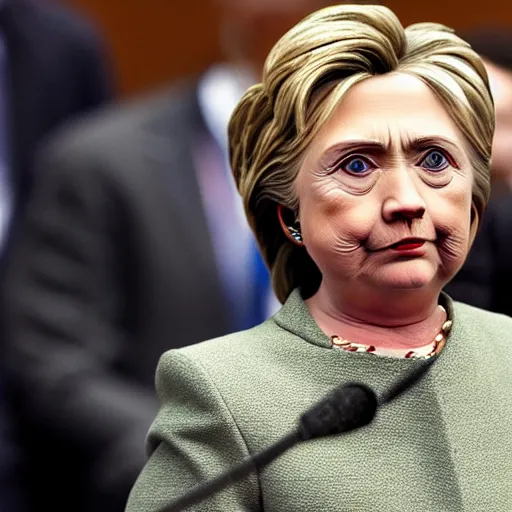Prompt: hillary clinton crying in parliament very realistic picture