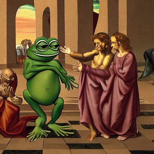 Prompt: pepe the frog in the raising of lazarus, style of michaelangelo