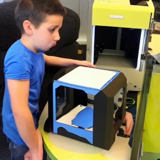 Prompt: a child using a 3 d printer