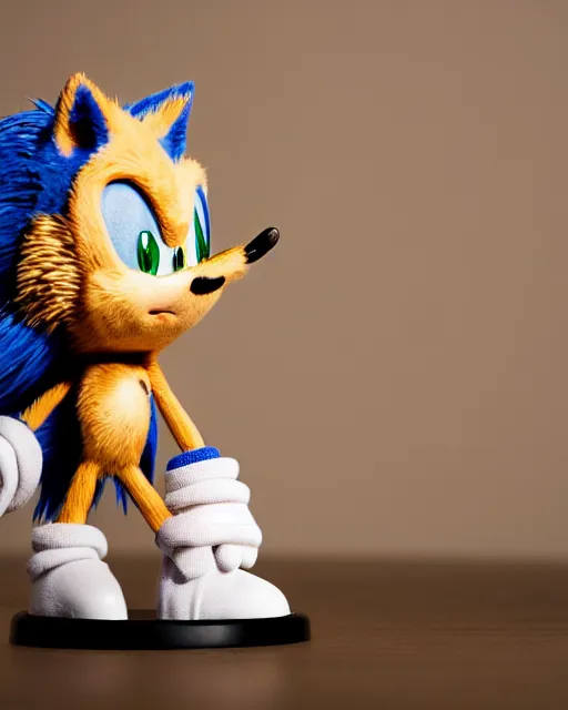 Prompt: An extremely beautiful studio photo of Sonic the Hedgehog, bokeh, 90mm, f/1.4