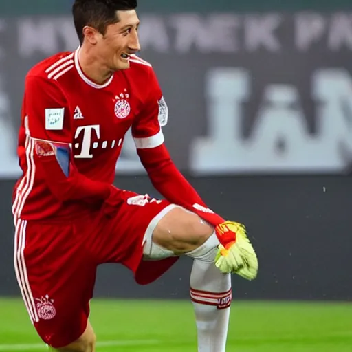 Prompt: robert lewandowski with ak - 4 7