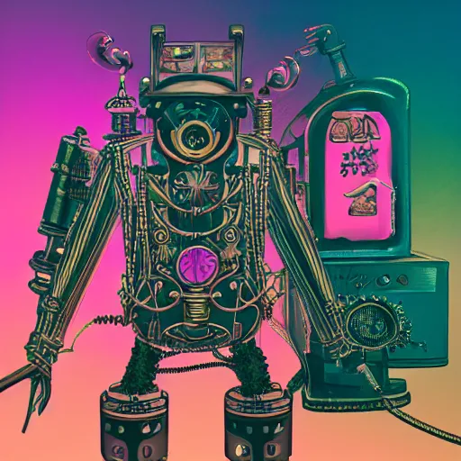 Image similar to vaporwave steampunk