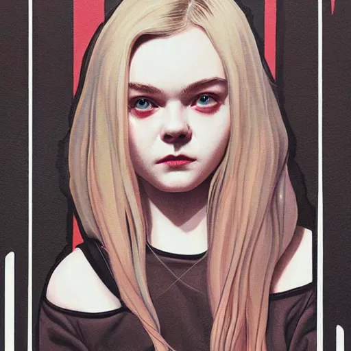 Prompt: Elle Fanning in the Special Forces picture by Sachin Teng, asymmetrical, dark vibes, Realistic Painting , Organic painting, Matte Painting, geometric shapes, hard edges, graffiti, street art:2 by Sachin Teng:4