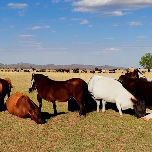 Prompt: herd of pistols at the gun ranch, grazing peacefully