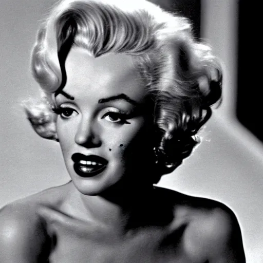 Prompt: movie film still of Marilyn Monroe as Deanna Troy in a new Star Trek The Next Generation movie, cinematic