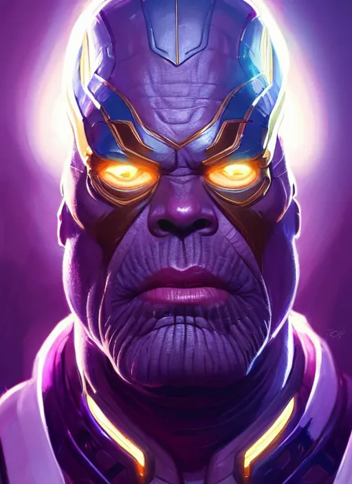 Image similar to portrait of apex legends thanos, intricate, elegant, glowing lights, highly detailed, digital painting, artstation, glamor pose, concept art, smooth, sharp focus, illustration, art by artgerm and greg rutkowski, artey freytag