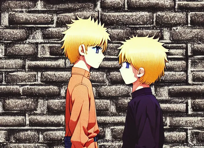 Prompt: portrait of blond terriers standing on a brick wall, anime, shigeto koyama,jean giraud, manga, 28mm lens, vibrant high contrast, gradation, cinematic, rule of thirds, great composition, intricate, detailed, flat, matte print, sharp,clean lines,masakazu katsura