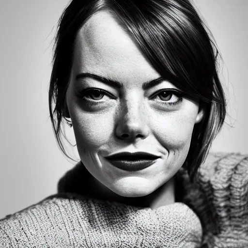 Prompt: Portrait of Emma Stone, XF IQ4, 150MP, 50mm, F1.4, ISO 200, 1/160s, natural light, Adobe Lightroom, photolab, Affinity Photo, PhotoDirector 365