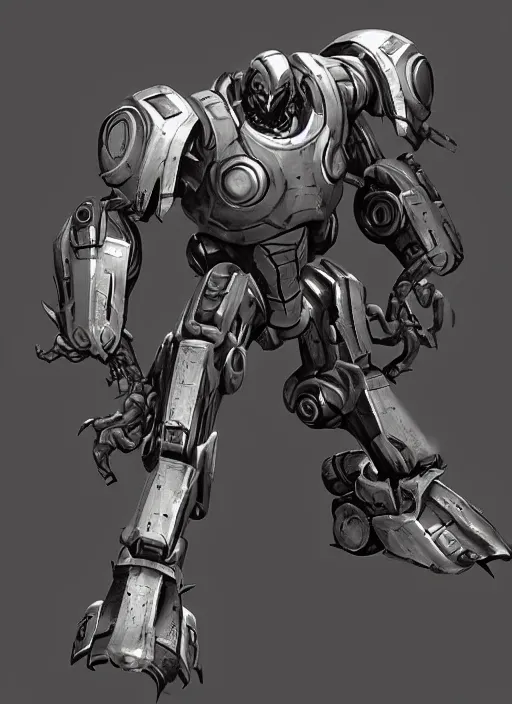 Image similar to “ character concept, strogg, face of a man, body of an armored robot, quake 3, doom, wolfenstein, shiny, metal, unreal engine 5, mecha suit, anime, paul richards, jon lane ”