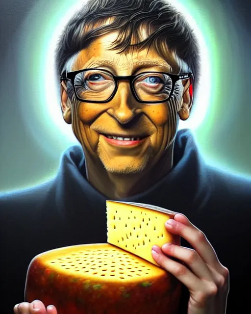 Image similar to detailed portrait of bill gates cheese!! grater!!! shredded by tomasz alen kopera and peter mohrbacher and johanna martine! and margaret keane! coherent luminescent