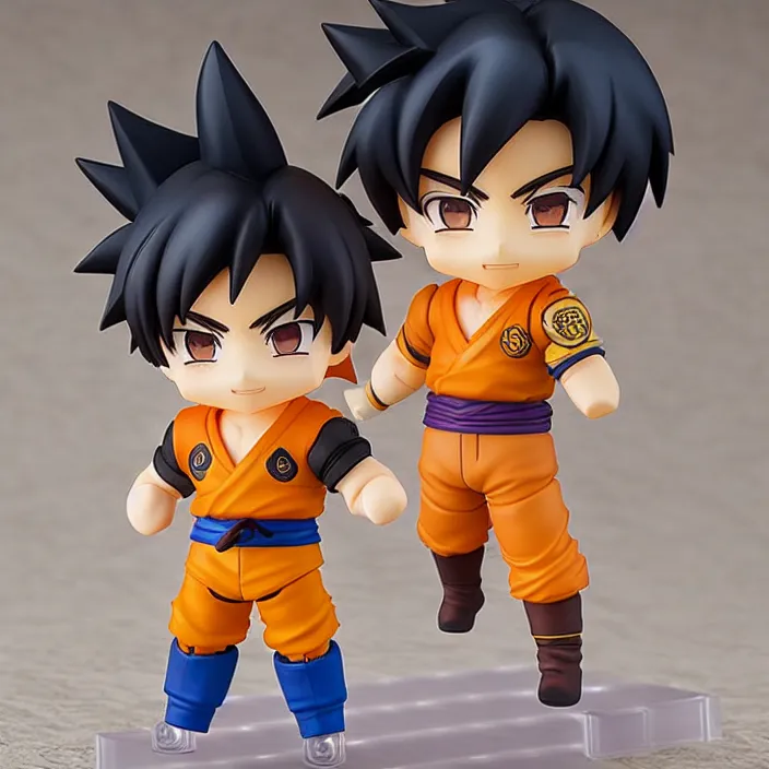 Image similar to an anime nendoroid of son goku, figurine, detailed product photo