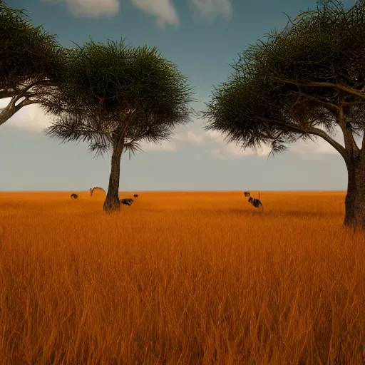 Image similar to 8 k hd detailed octane render of the wild african savannah