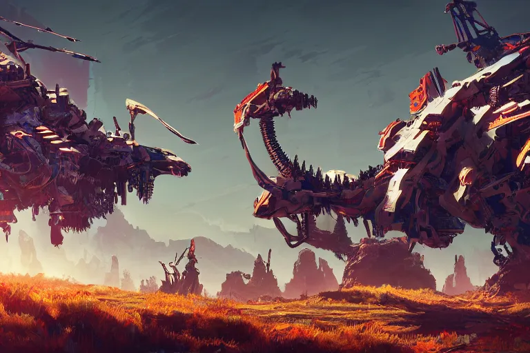 Image similar to sawtooth machine mecanical creature robot of horizon forbidden west horizon zero dawn bioluminiscence global illumination ray tracing hdr fanart arstation by ian pesty and alena aenami artworks in 4 k