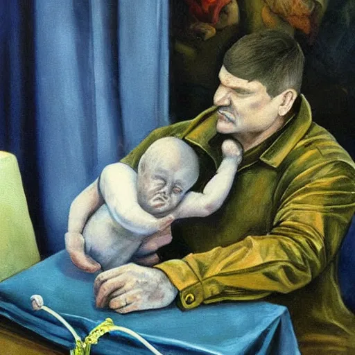 Image similar to lukashenko in the painting'saturn devouring his son'