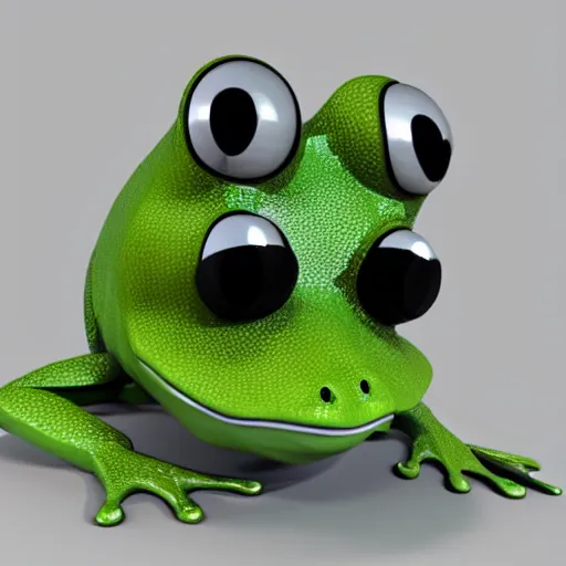 Prompt: 3 d render of a frog head