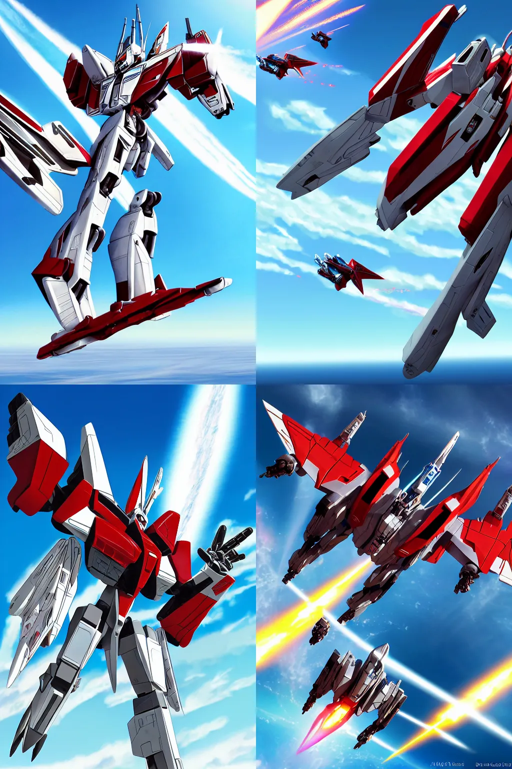 Prompt: Flight shot of Jetfire from Transformers on a clear sunny day with a blue sky, Transformers Armada, Unicron Trilogy, Jetfire, Skyfire, Battroid Mode, Anime, Robots, Robot, Robot Mode, 8k, ultra realistic, illustration, splash art, Macross Delta Splash Art, Macross Delta, Macross Frontier, Macross Frontier Splash Art, Sakuga, robot mode, rule of thirds, good value control