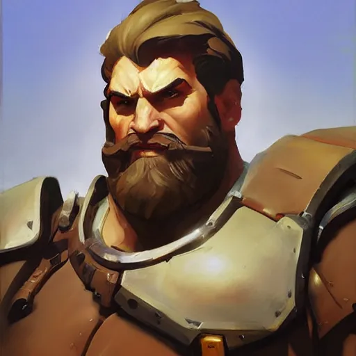 Image similar to greg manchess portrait painting of duncan man - at - arms as overwatch character, medium shot, asymmetrical, profile picture, organic painting, sunny day, matte painting, bold shapes, hard edges, street art, trending on artstation, by huang guangjian and gil elvgren and sachin teng