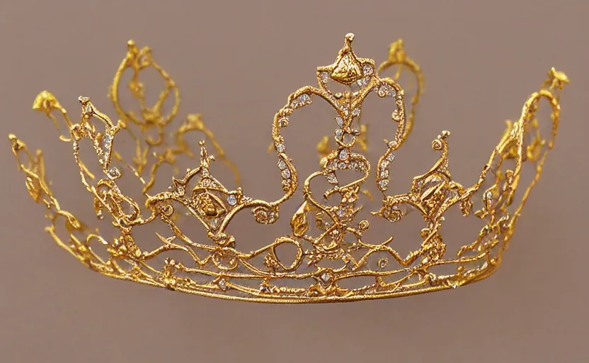 Image similar to ornate realistic symmetrical floral flower gold tiara 3 d art deco