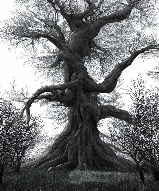 Prompt: monster tree, ray tracing effects, rtx on, award winning photograph, realistic, by jim lee, photorealism,