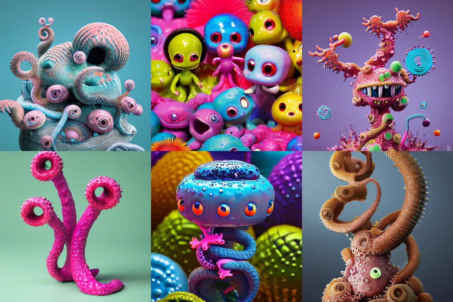 Prompt: ebay product, cute, cute, cute, cute, cute, cute, cute, miniature resine figure, High detail photography, 8K, 3d fractals, pictoplasma, one simple ceramic tintoy tentacle monster Figure sculpture, surrounded by splashes, 3d primitives, in a Studio hollow, by pixar, by jonathan ive, simulation