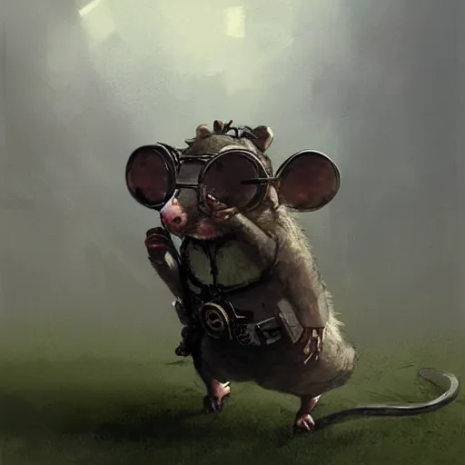 Image similar to a rat with steampunk googles, by JAKUB ROZALSKI