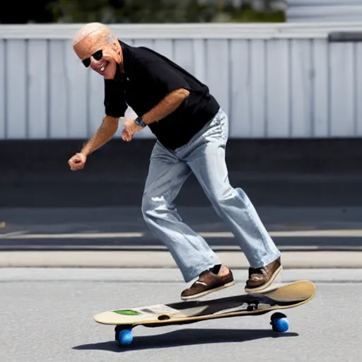 Prompt: Joe Biden riding a skateboard, hd