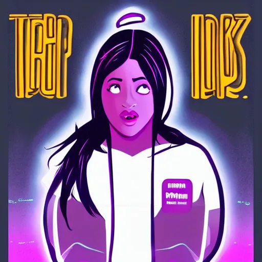 Image similar to poster artwork, sci fi, a female, full body, black hoodie techie, black hair with purple streaks, 8 k