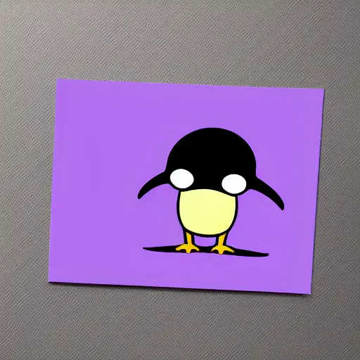 Prompt: 2 d matte purple penguin holding key studio ghibli style