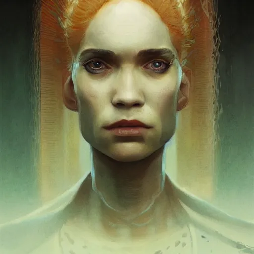 Image similar to Portrait of Grimes in Dune 1984, illustrated by Greg Rutkowski, trending on artstation, artstationHQ, artstationHD, 4k, 8k