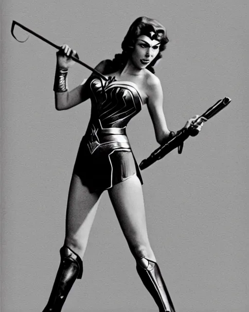 Prompt: taylor swift as wonder woman with a microphone in her hand as her weapon drawn in a 1 9 5 0 s cartoon on a saturday morning style, hugh quality, very well proportioned silhouette