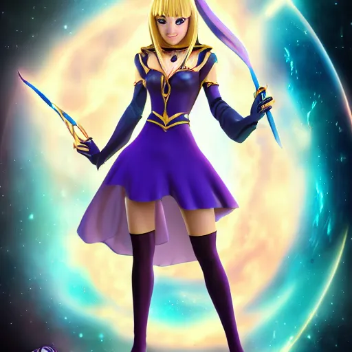 Prompt: beautiful dark magician girl, full body, mystical, ultra details, 8 k,