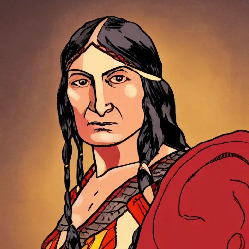 Prompt: An illustrated portrait of Sitting Bull as Wonder Woman