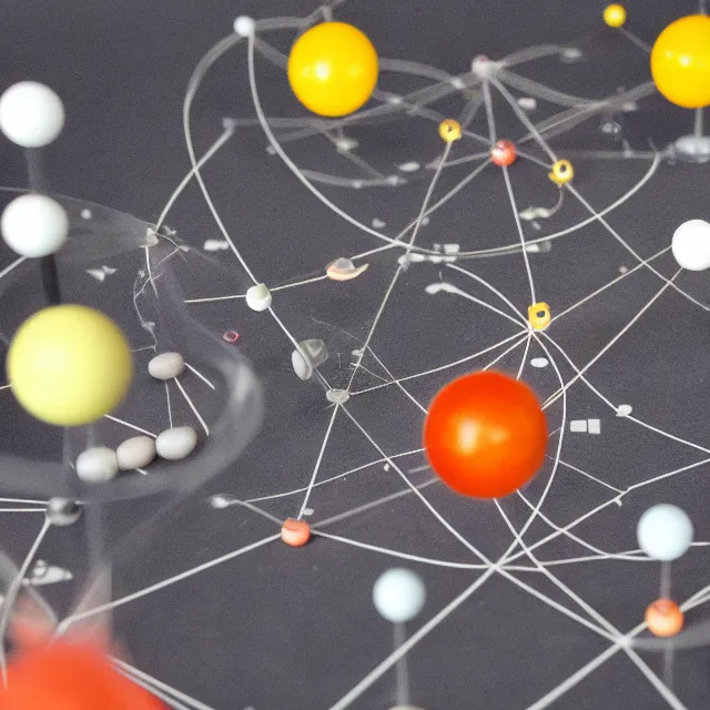 Prompt: photography of a molecule model made of planets, city map, star map, astrology, platonic solids, smoke, sciFi