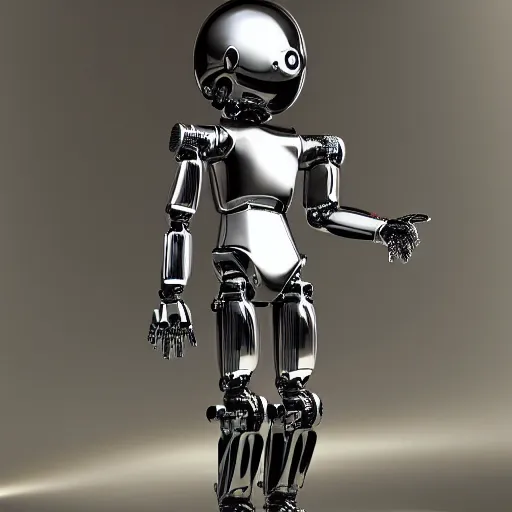 Image similar to humanoid chrome robot designed by h. r. giger - studio photo - backlight - reflections - volumetric fog - color lights, masterpiece, cinematic, hyperdetailed, photorealistic, hyperrealism, octane rendering, depth of field
