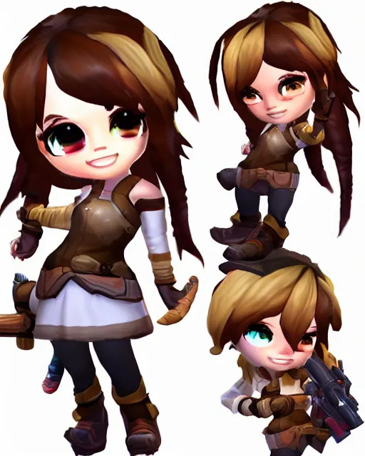 Image similar to katelynn mini cute style, highly detailed, rendered, ray - tracing, cgi animated, 3 d demo reel avatar, style of maple story, maple story gun girl, katelynn from league of legends chibi