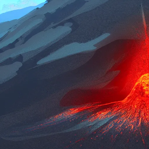 Prompt: volcano with sunglasses, digital art, artstation, high resolution 8 k,