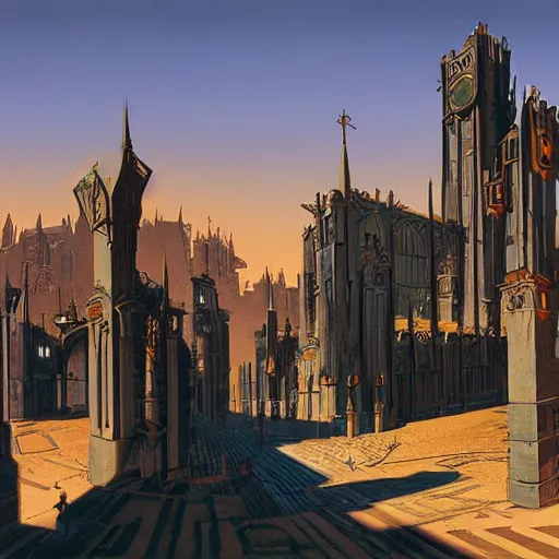 Image similar to Medieval city designed by Syd Mead