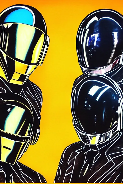 Prompt: Daft Punk drawn by Stephen Bliss