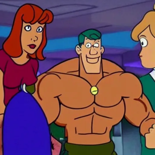 Image similar to a still of john cena in an episode of scooby - doo,