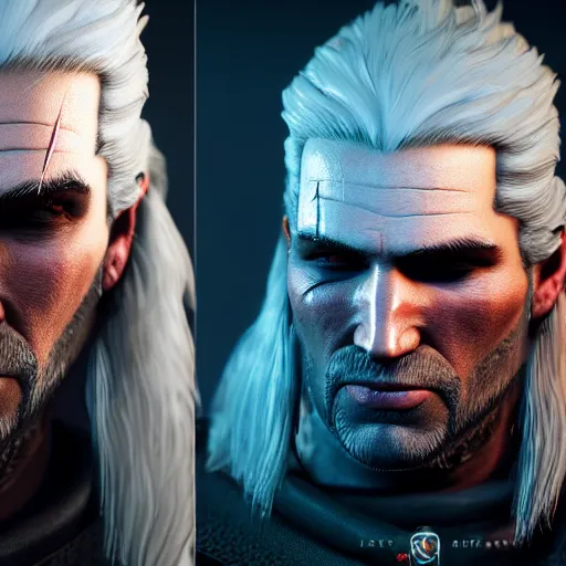 Prompt: portrait of geralt of rivia from the witcher, unreal engine, octane render, studio lighting, intricate details, anime style