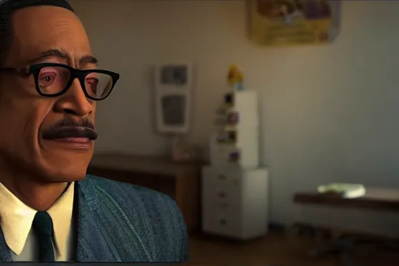 Prompt: “ very very high quality pixar movie screenshot of gus fring, rendered in octane 8 k with detailed cinematic lighting and shading, award - winning crisp details ”